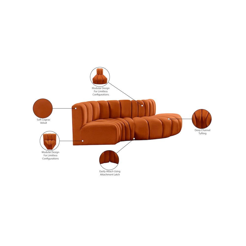 Arc Cognac Velvet Modular Sofa. Picture 11