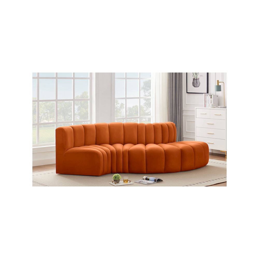 Arc Cognac Velvet Modular Sofa. Picture 2