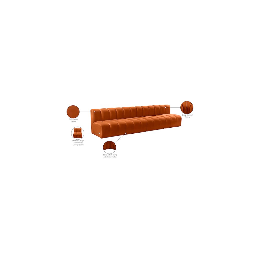 Arc Cognac Velvet Modular Sofa. Picture 10