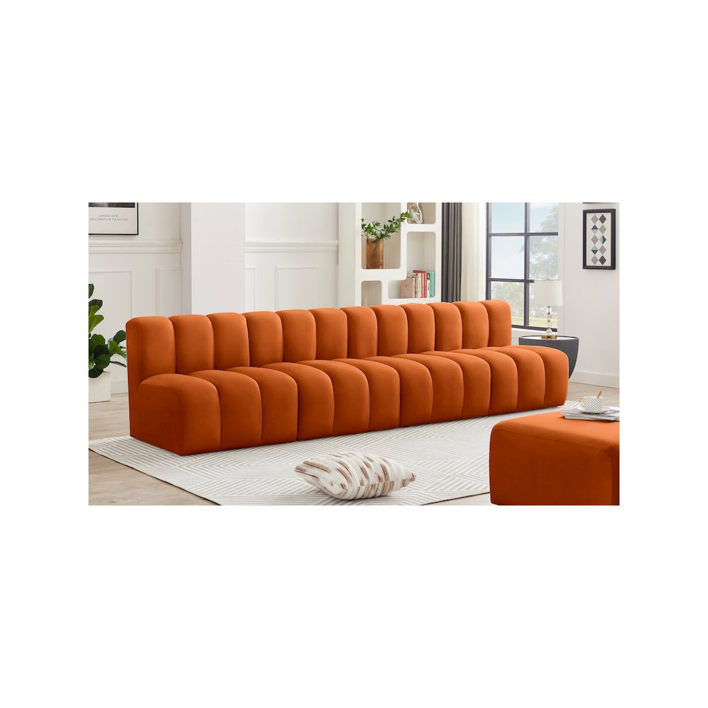 Arc Cognac Velvet Modular Sofa. Picture 2