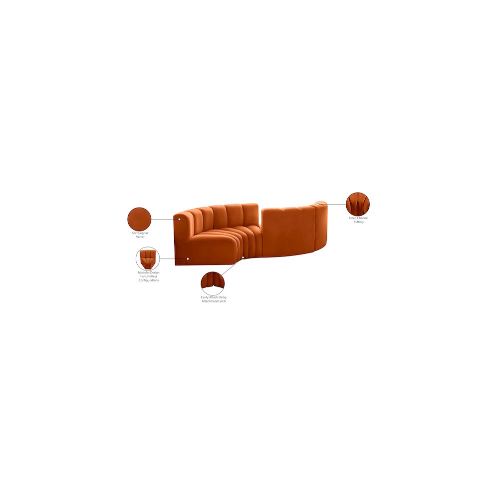 Arc Cognac Velvet Modular Sofa. Picture 8