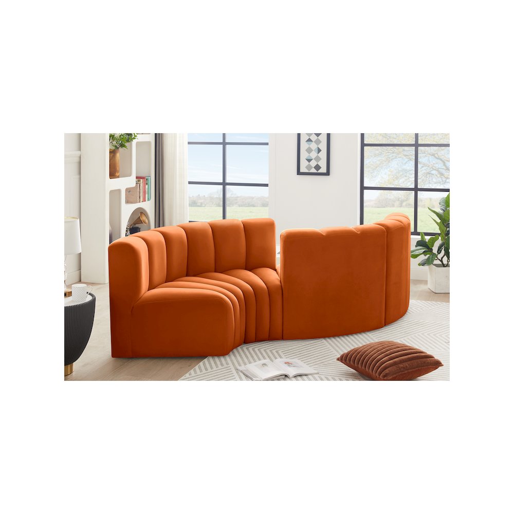 Arc Cognac Velvet Modular Sofa. Picture 2
