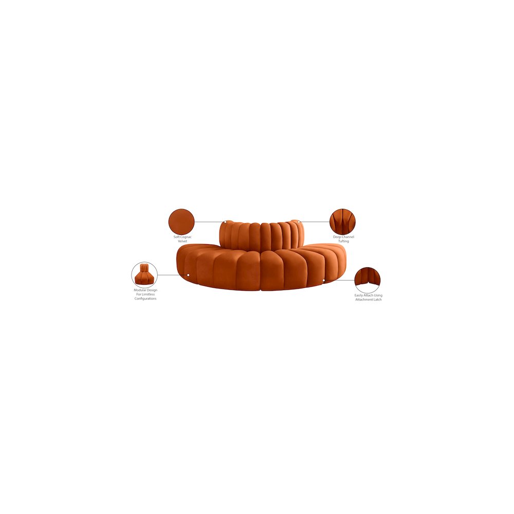Arc Cognac Velvet Modular Sofa. Picture 9
