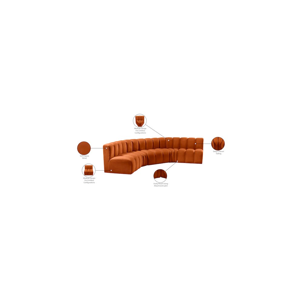 Arc Cognac Velvet Modular Sofa. Picture 15