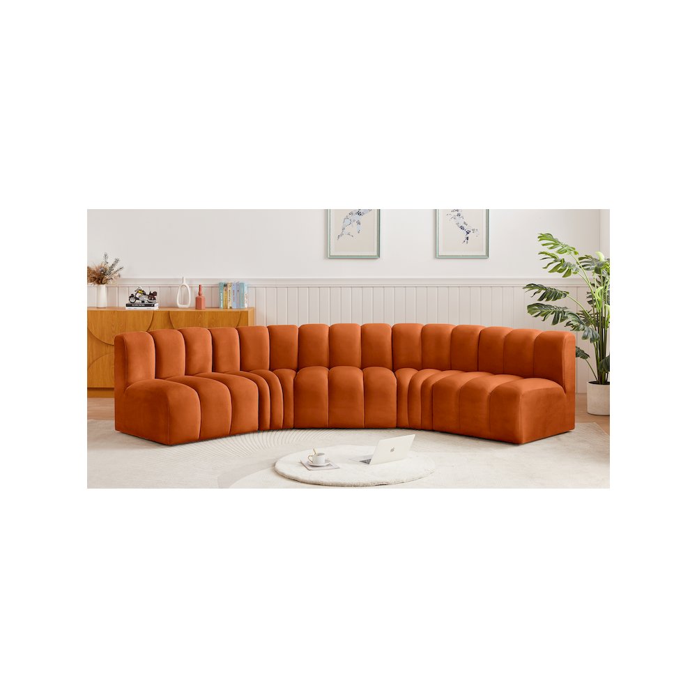 Arc Cognac Velvet Modular Sofa. Picture 2
