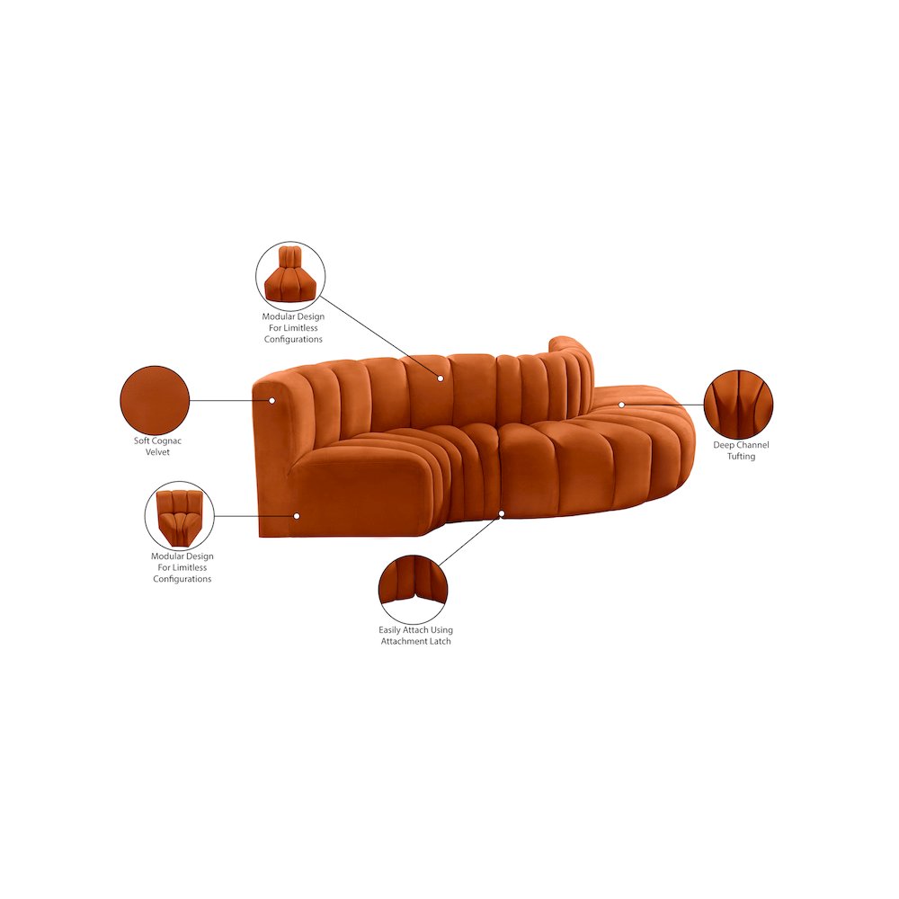 Arc Cognac Velvet Modular Sofa. Picture 11