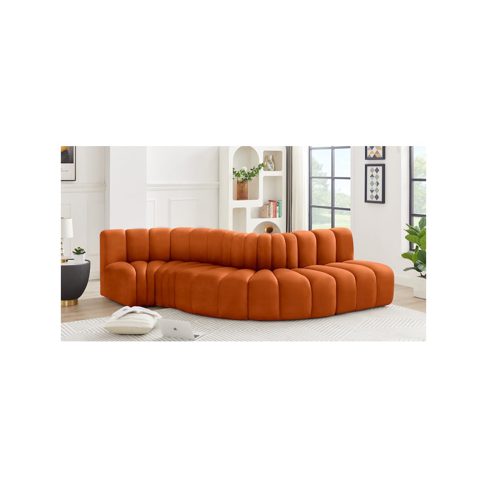 Arc Cognac Velvet Modular Sofa. Picture 2
