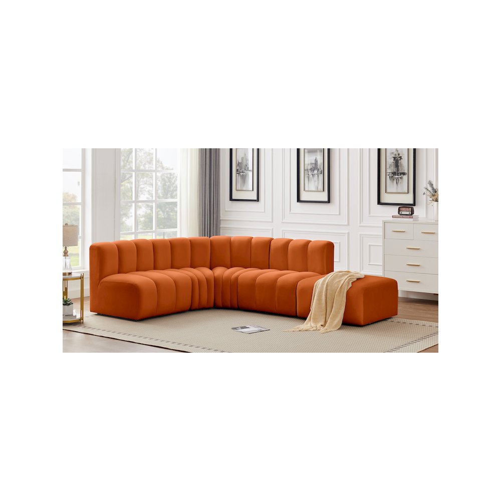 Arc Cognac Velvet Modular Sofa. Picture 2