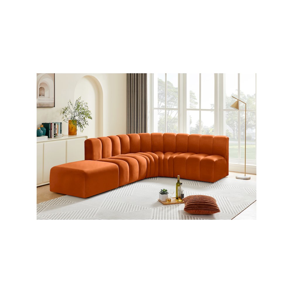 Arc Cognac Velvet Modular Sofa. Picture 3
