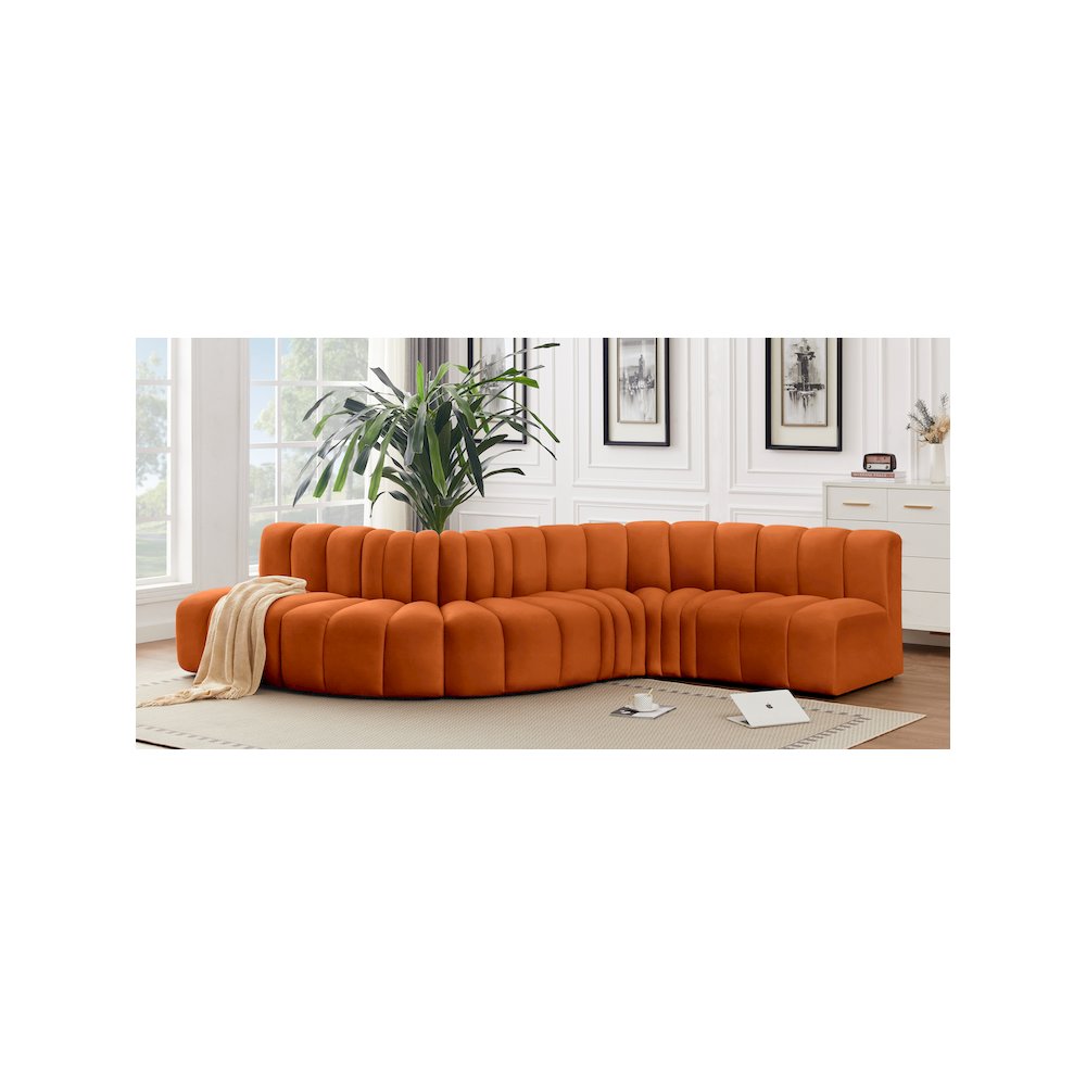 Arc Cognac Velvet Modular Sofa. Picture 2