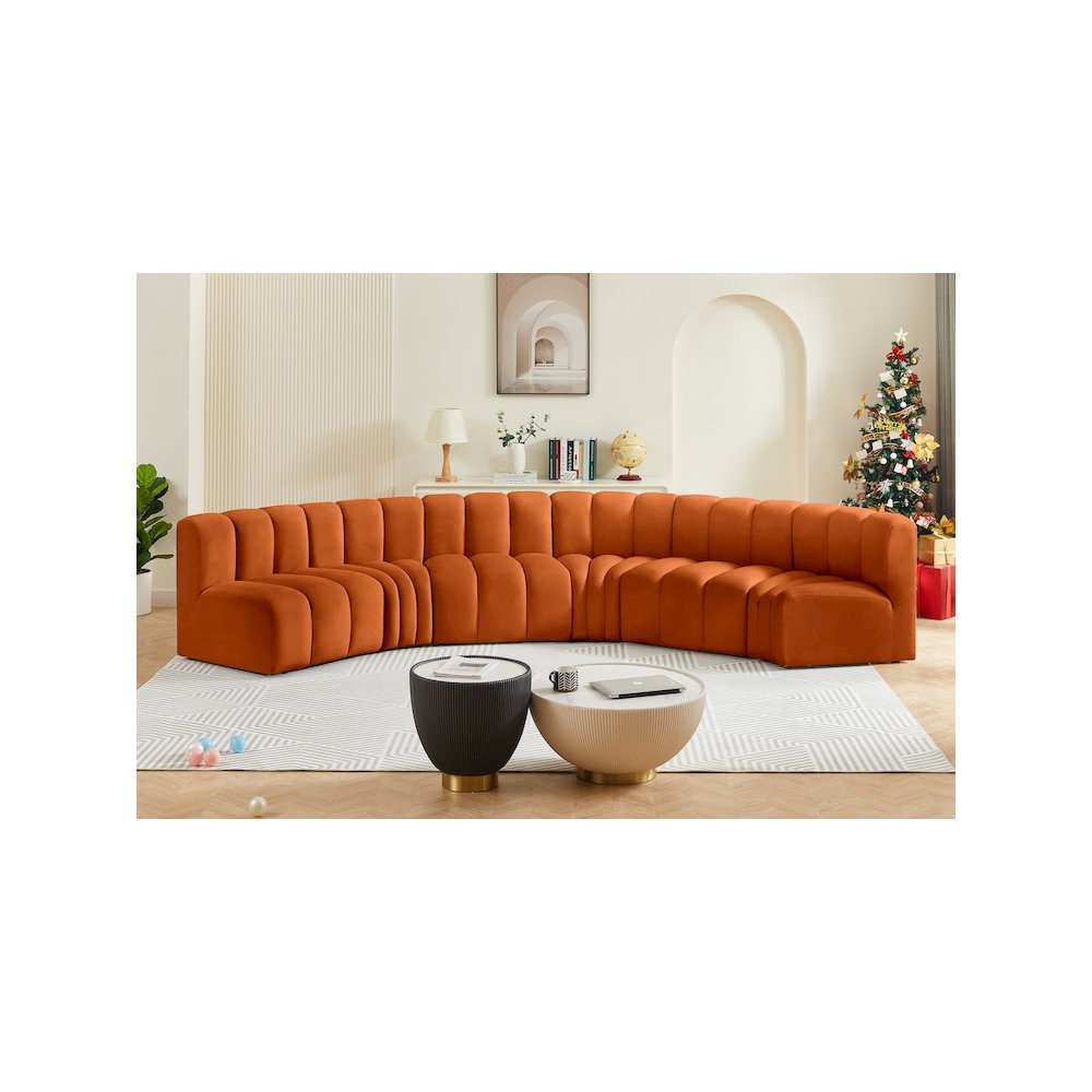 Arc Cognac Velvet Modular Sofa. Picture 2
