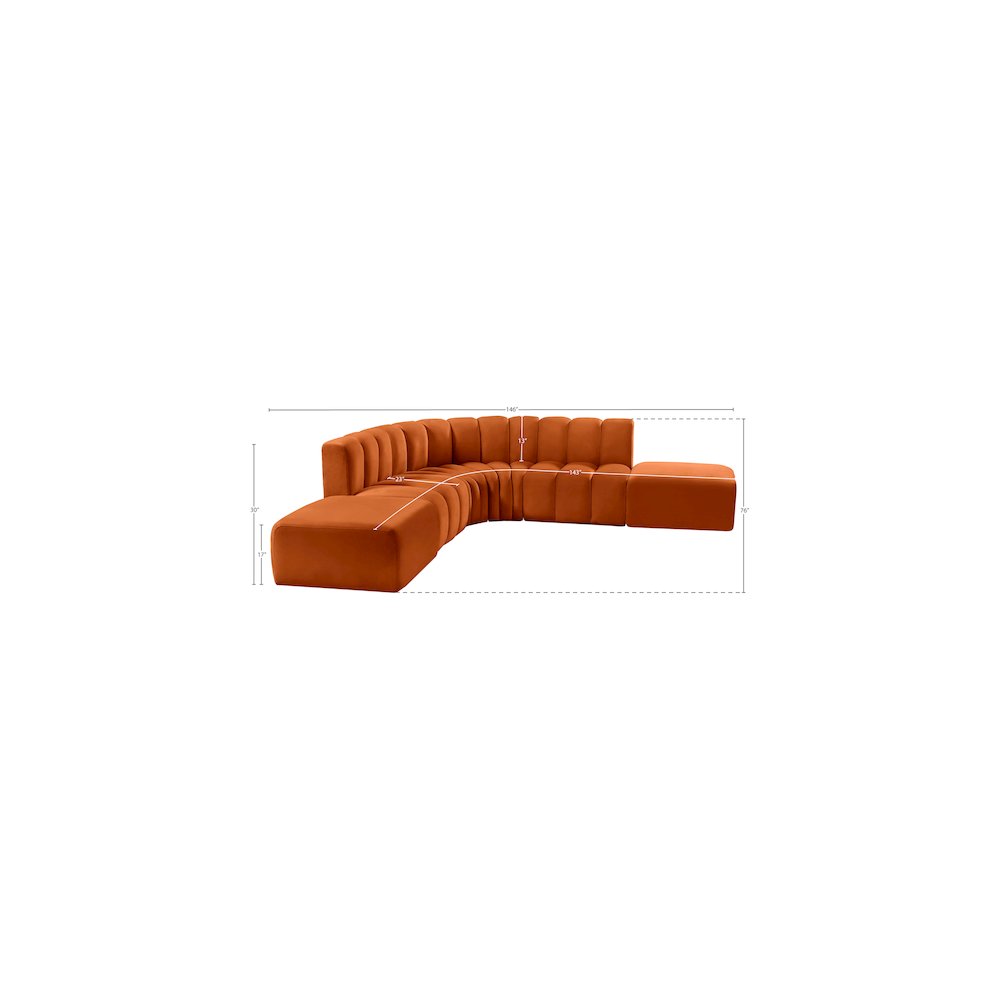 Arc Cognac Velvet Modular Sofa. Picture 13