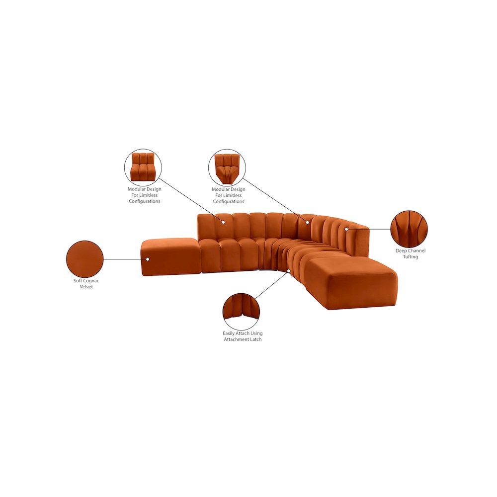 Arc Cognac Velvet Modular Sofa. Picture 14