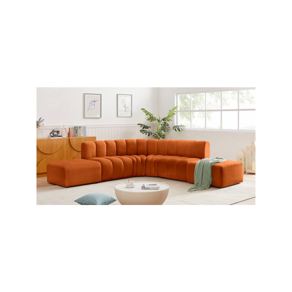 Arc Cognac Velvet Modular Sofa. Picture 2