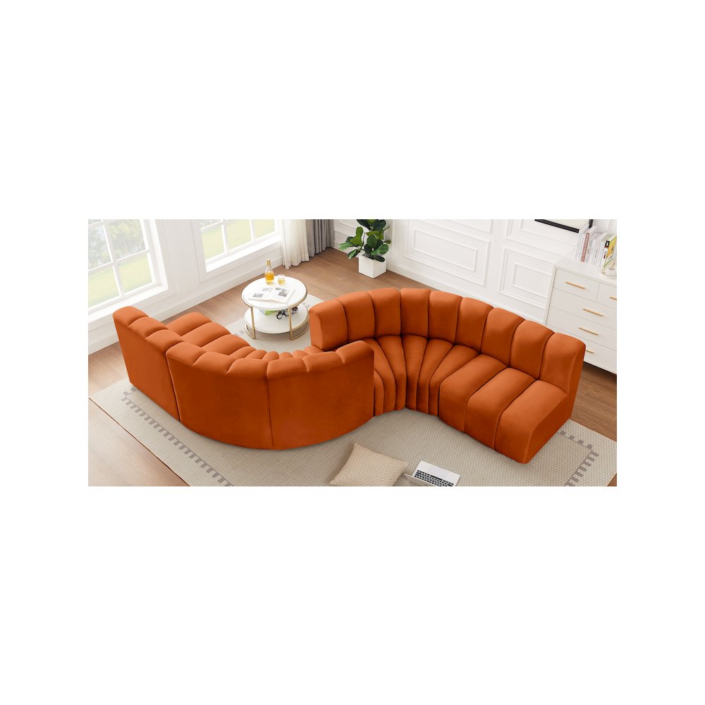 Arc Cognac Velvet Modular Sofa. Picture 2