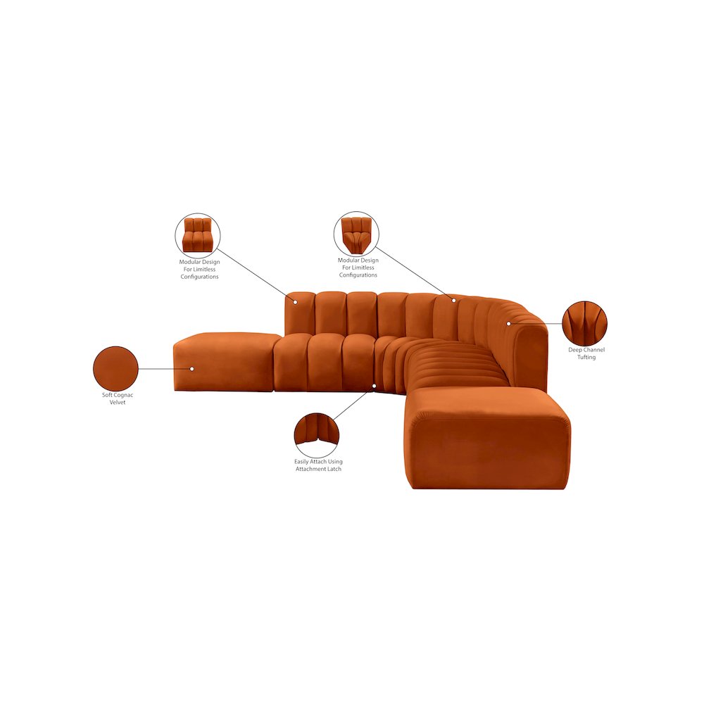 Arc Cognac Velvet Modular Sofa. Picture 14