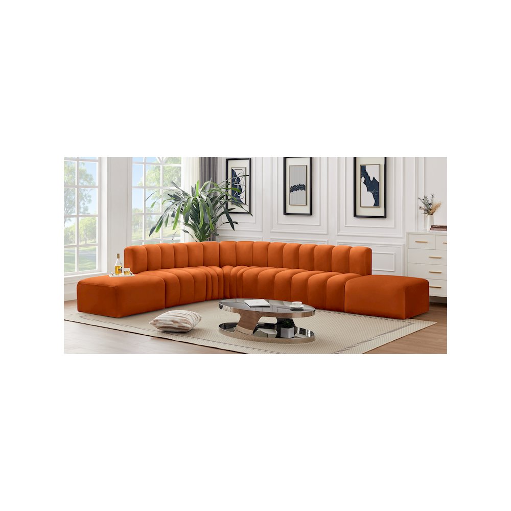 Arc Cognac Velvet Modular Sofa. Picture 2