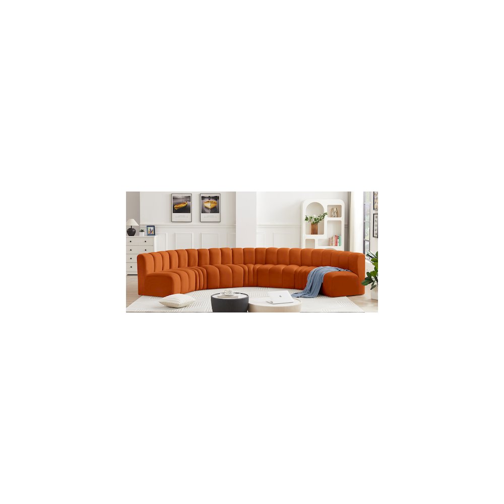 Arc Cognac Velvet Modular Sofa. Picture 2