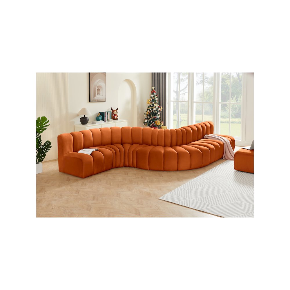 Arc Cognac Velvet Modular Sofa. Picture 2