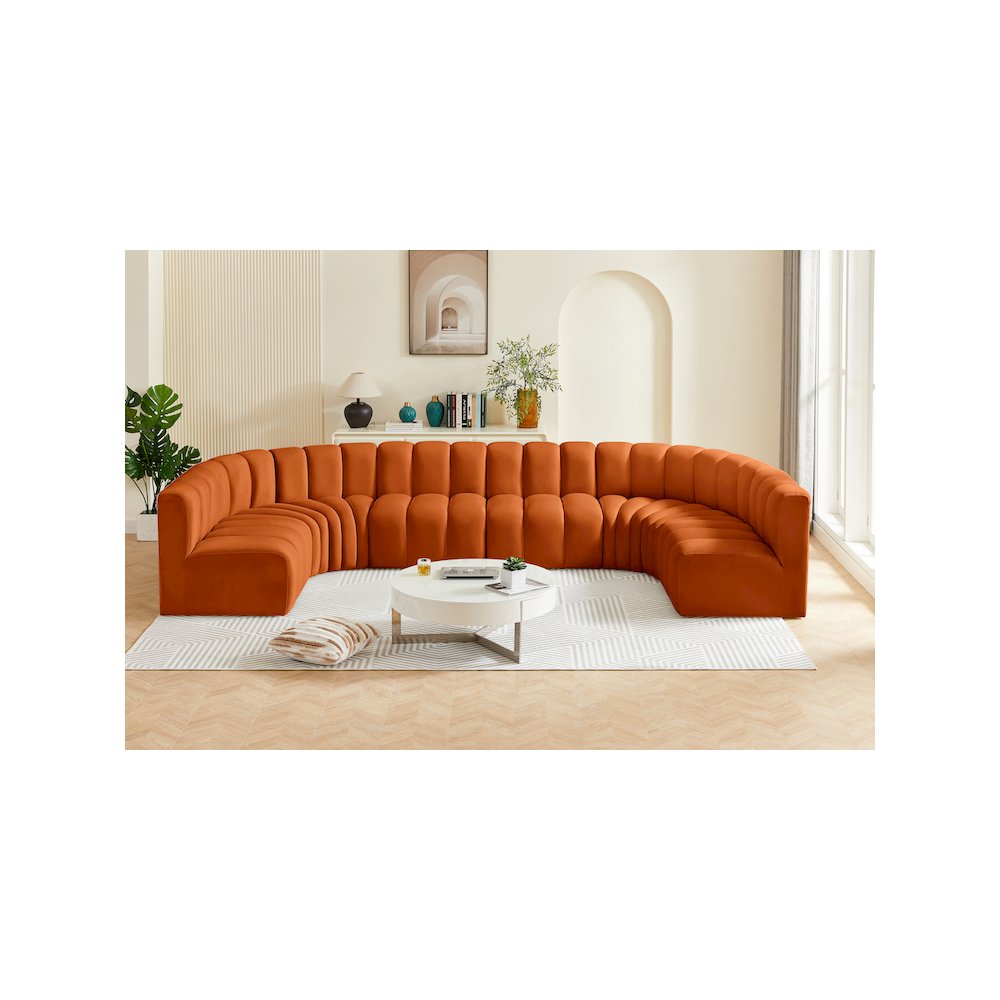 Arc Cognac Velvet Modular Sofa. Picture 2