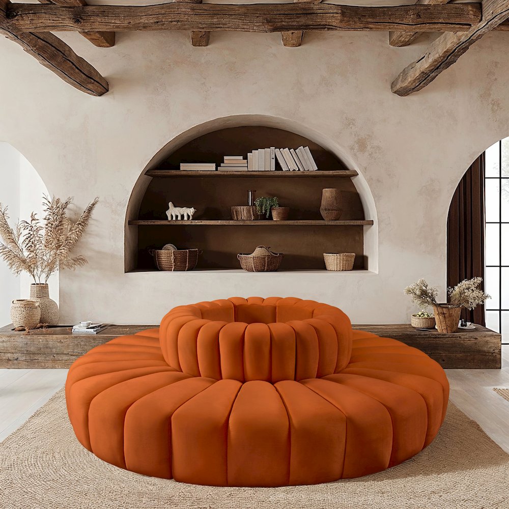 Arc Cognac Velvet Modular Sofa. Picture 2