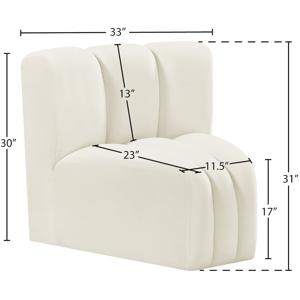 Arc Cream Velvet Curved Corner. Picture 8