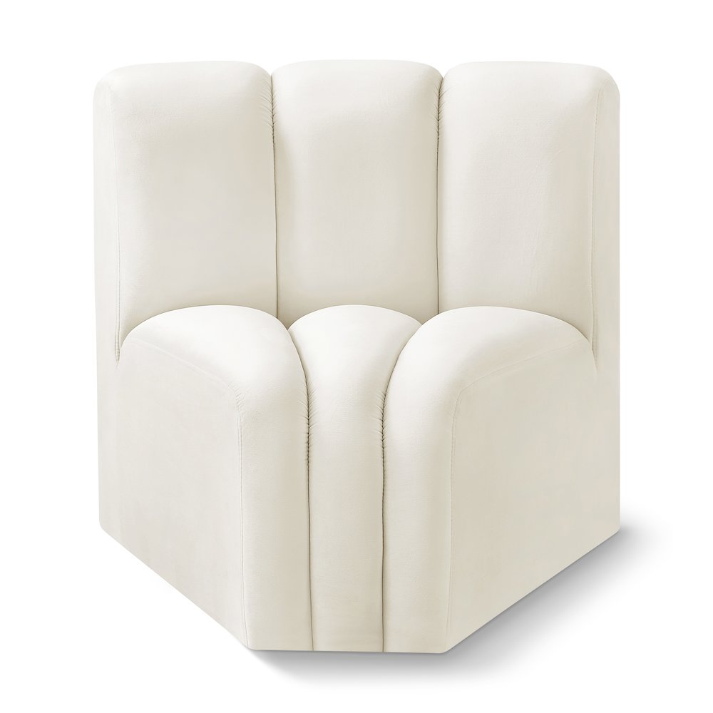 Arc Cream Velvet Curved Corner. Picture 1