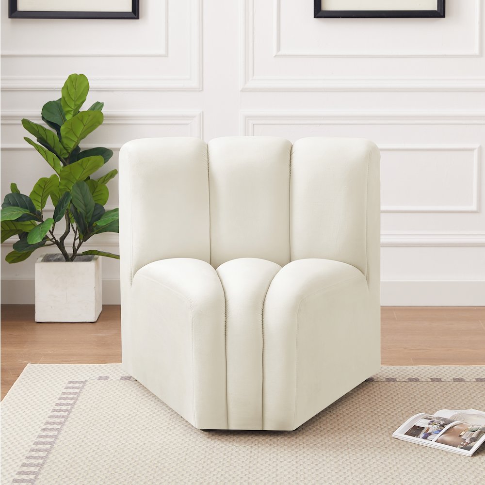Arc Cream Velvet Curved Corner. Picture 2