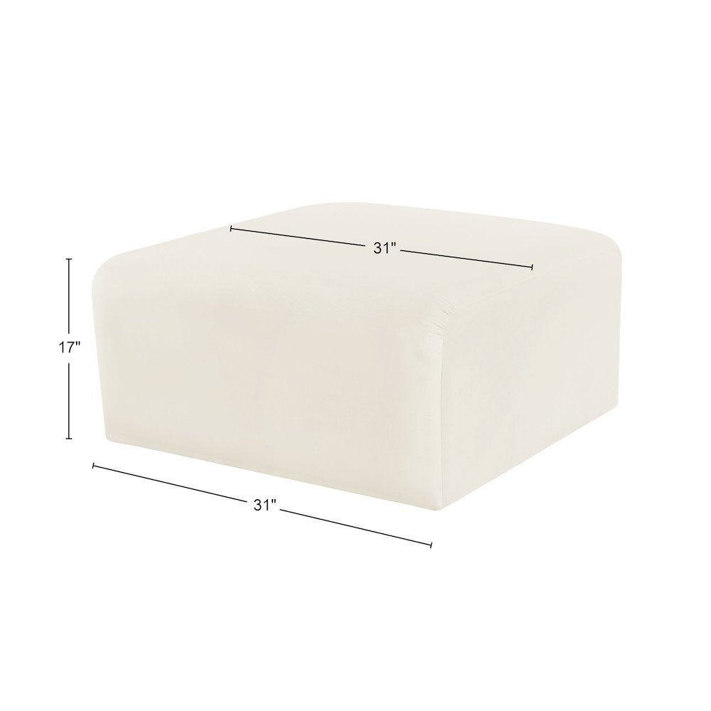 Arc Cream Velvet Ottoman. Picture 7