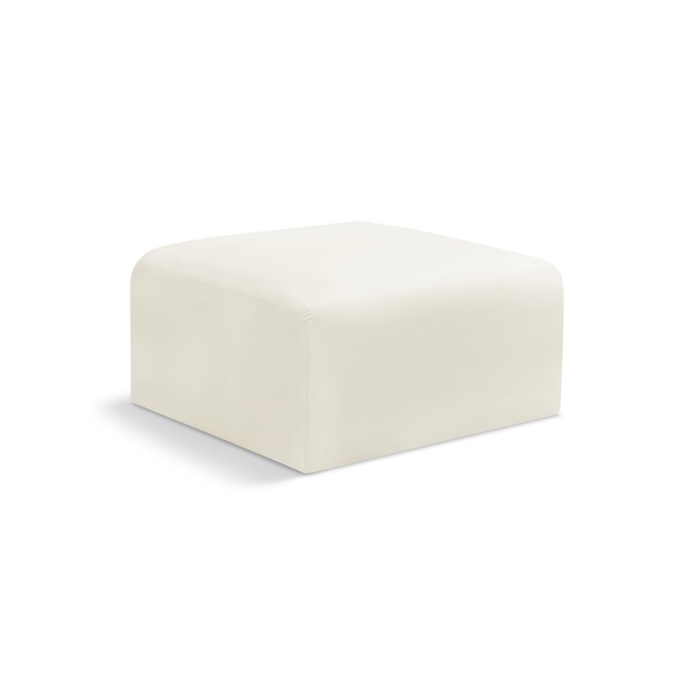 Arc Cream Velvet Ottoman. Picture 1