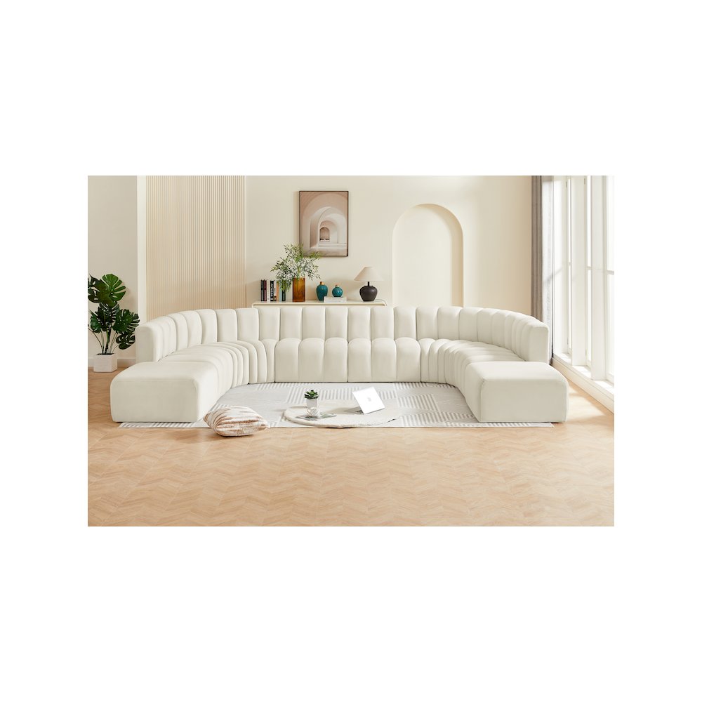 Arc Cream Velvet Modular Sofa. Picture 2
