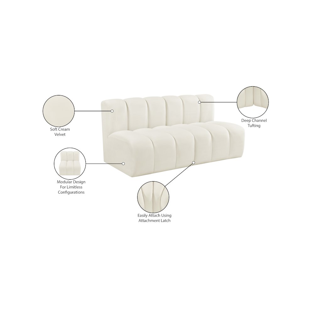 Arc Cream Velvet Modular Sofa. Picture 10