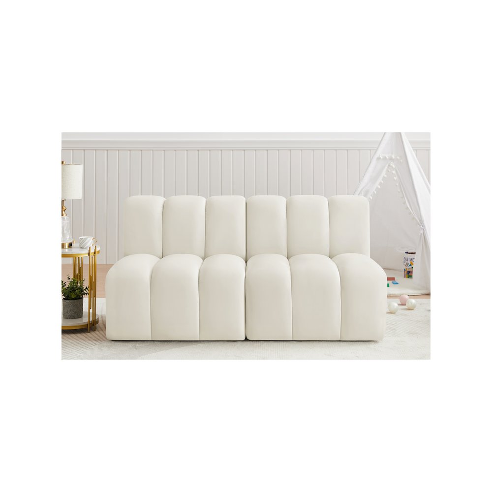 Arc Cream Velvet Modular Sofa. Picture 2