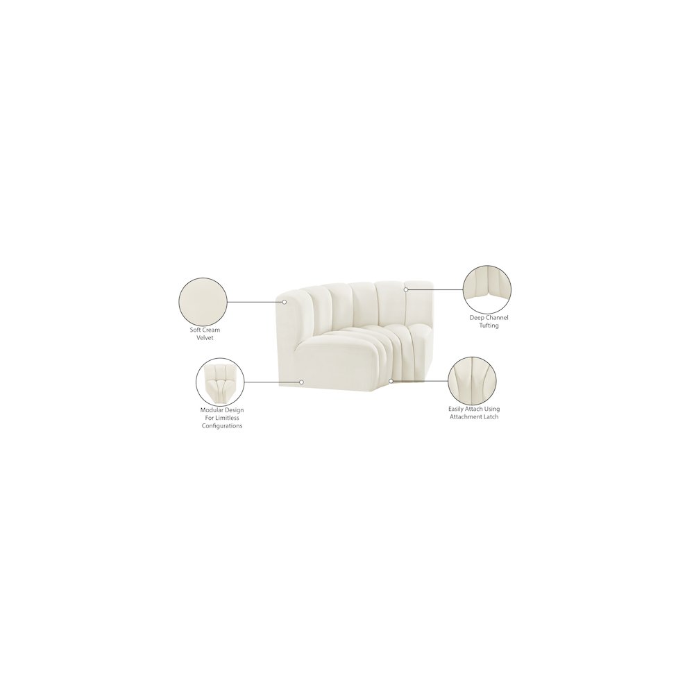 Arc Cream Velvet Modular Sofa. Picture 9