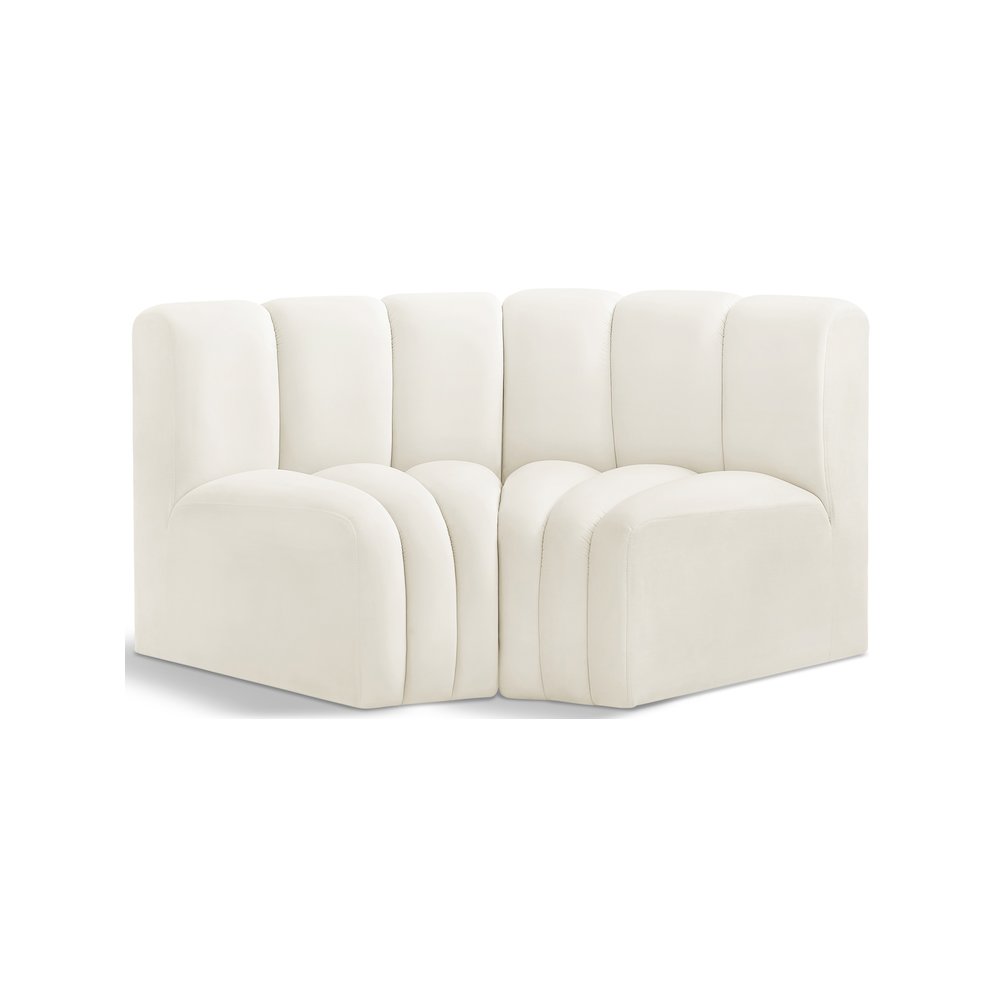 Arc Cream Velvet Modular Sofa. Picture 1