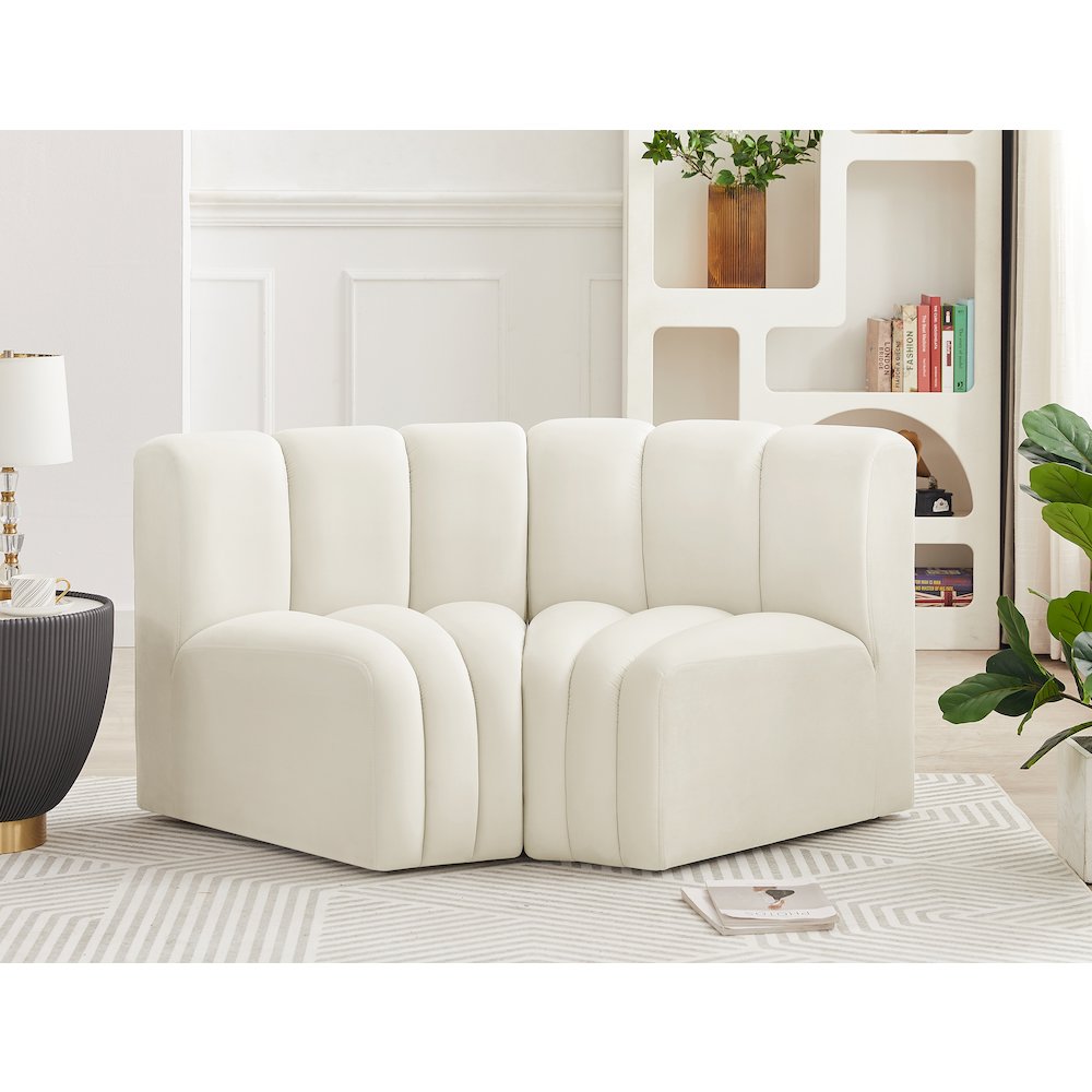 Arc Cream Velvet Modular Sofa. Picture 2