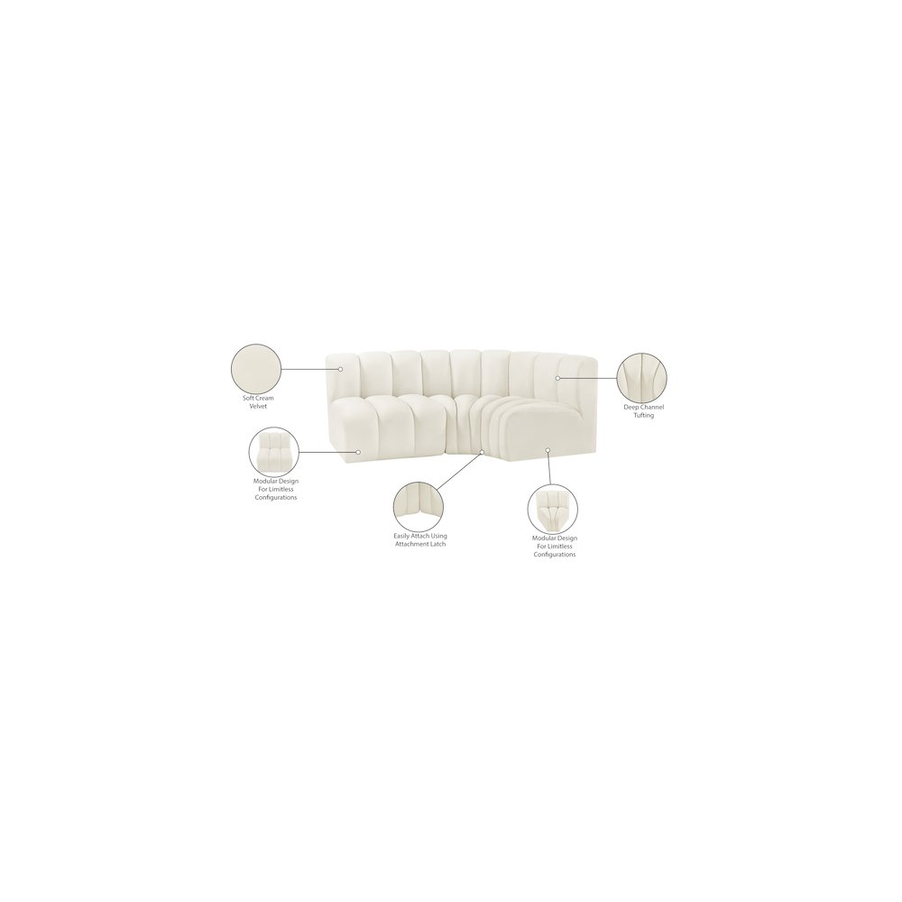 Arc Cream Velvet Modular Sofa. Picture 10
