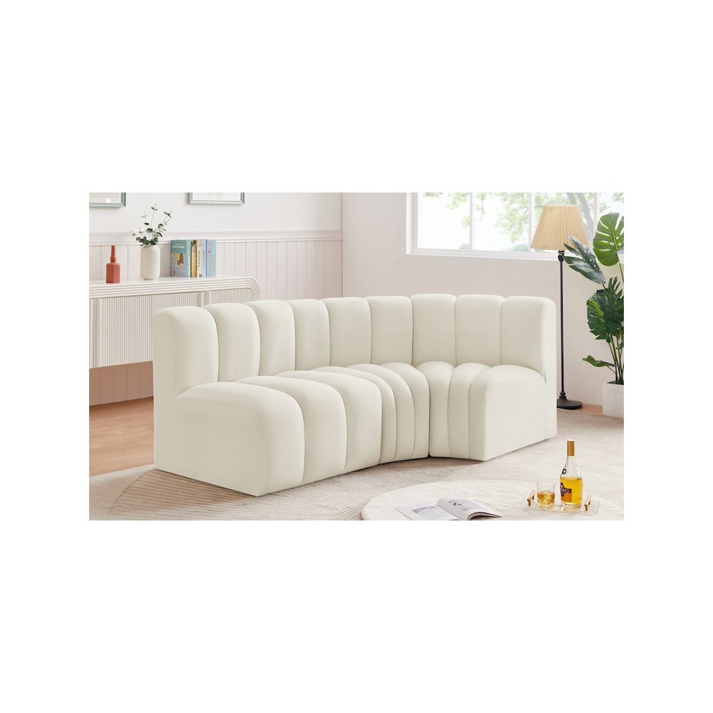 Arc Cream Velvet Modular Sofa. Picture 2