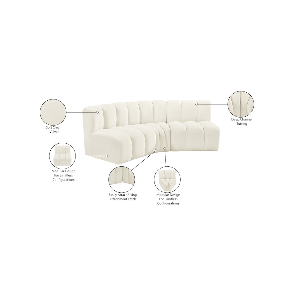 Arc Cream Velvet Modular Sofa. Picture 10