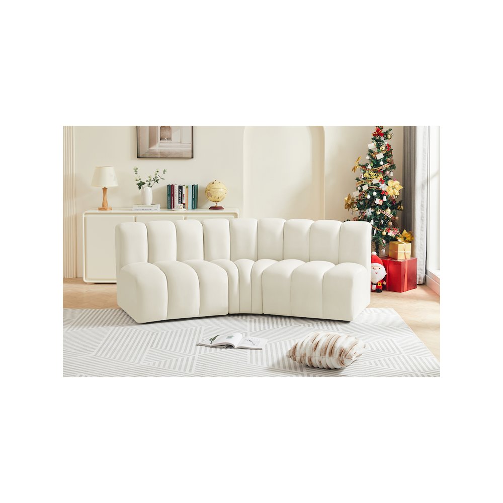 Arc Cream Velvet Modular Sofa. Picture 2