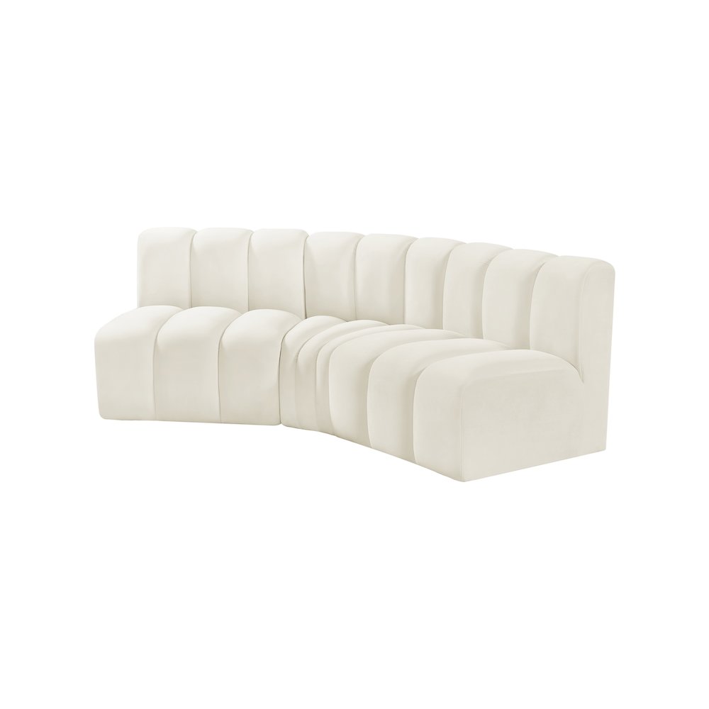 Arc Cream Velvet Modular Sofa. Picture 6
