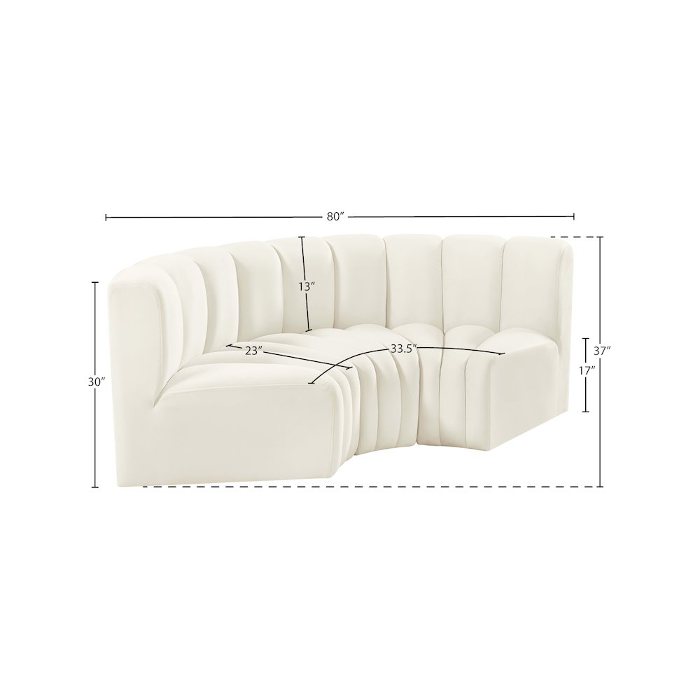 Arc Cream Velvet Modular Sofa. Picture 8