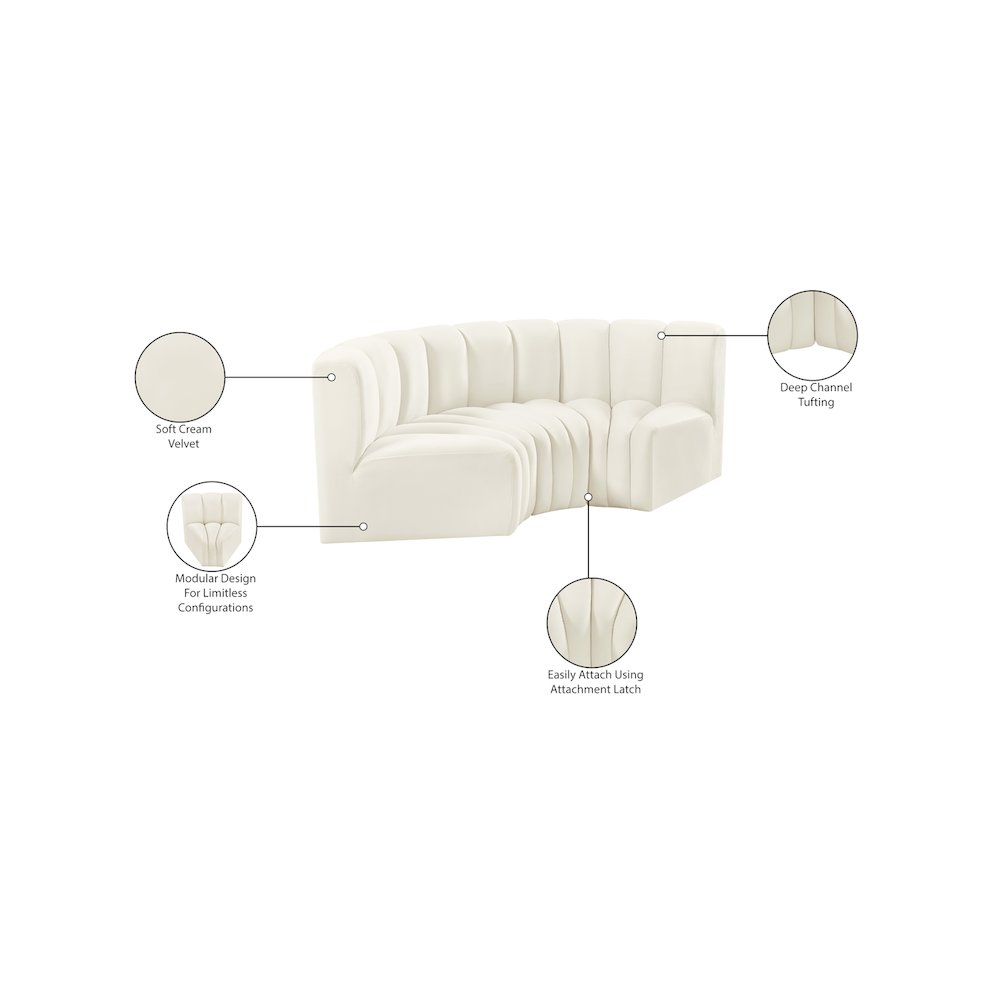 Arc Cream Velvet Modular Sofa. Picture 9