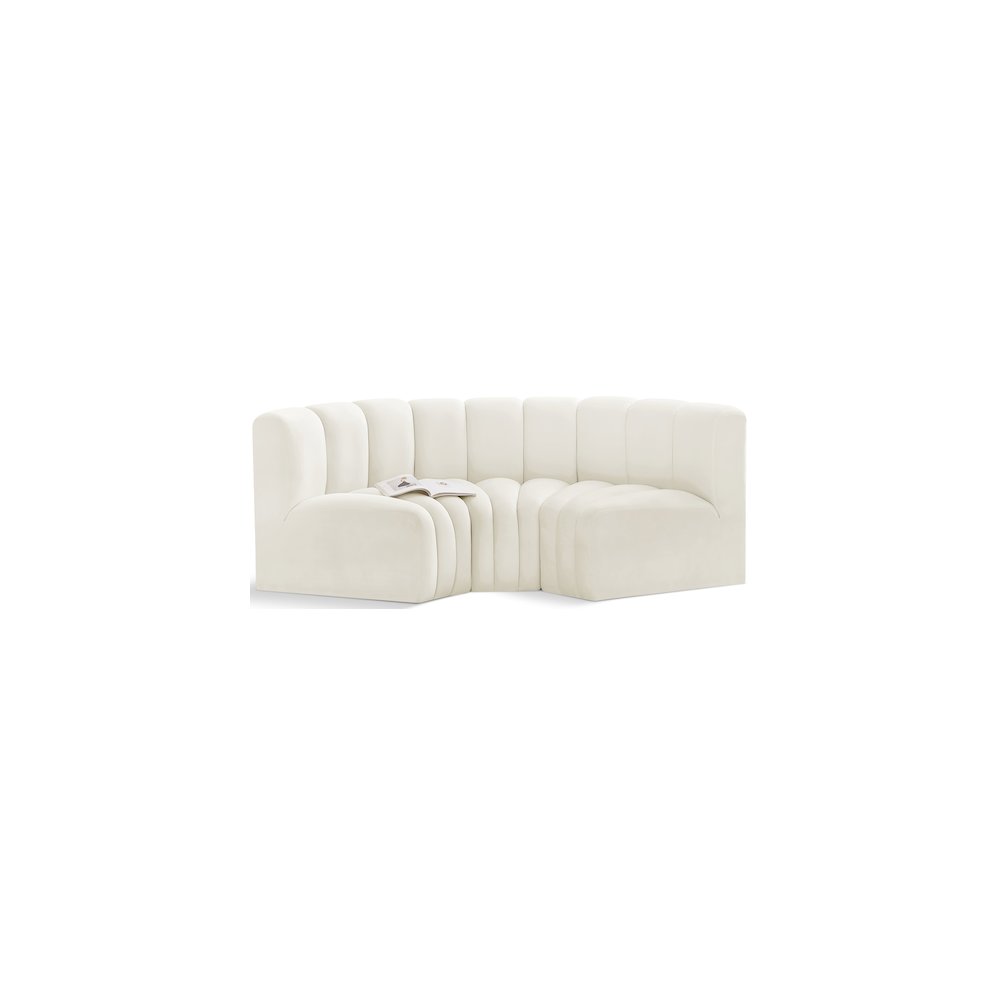 Arc Cream Velvet Modular Sofa. Picture 1
