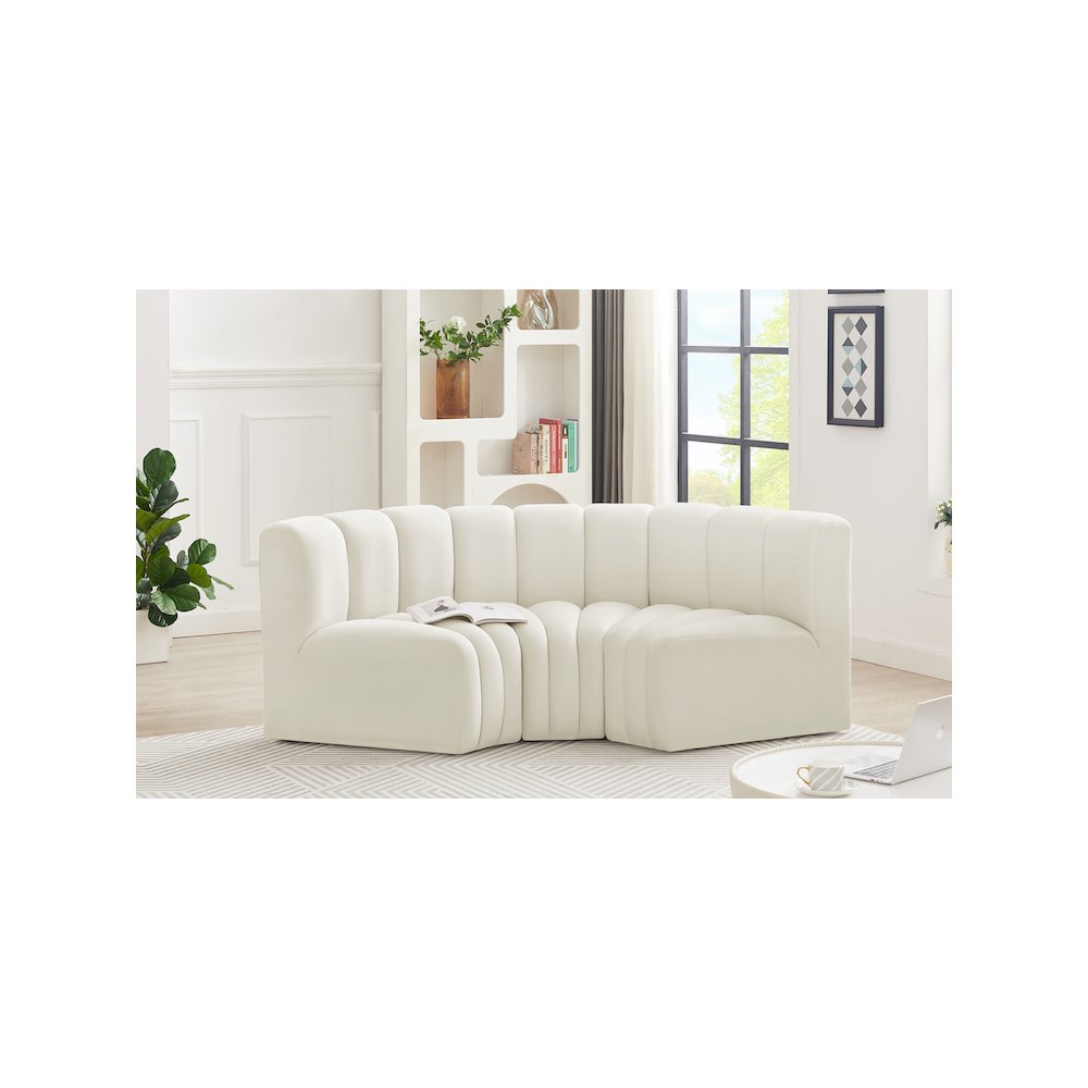 Arc Cream Velvet Modular Sofa. Picture 2
