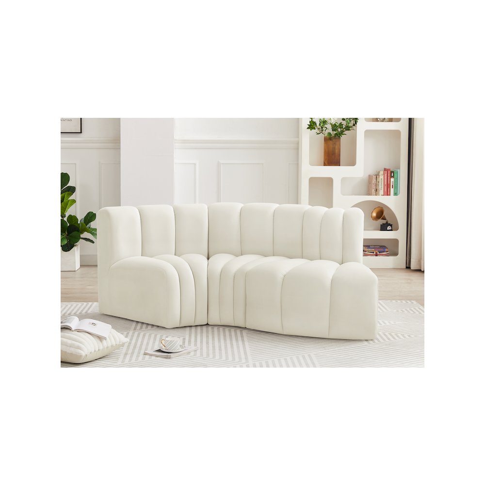 Arc Cream Velvet Modular Sofa. Picture 2