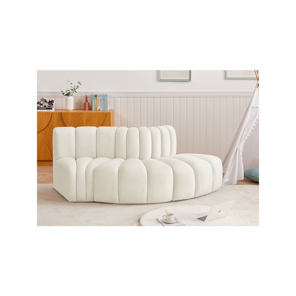 Arc Cream Velvet Modular Sofa. Picture 2