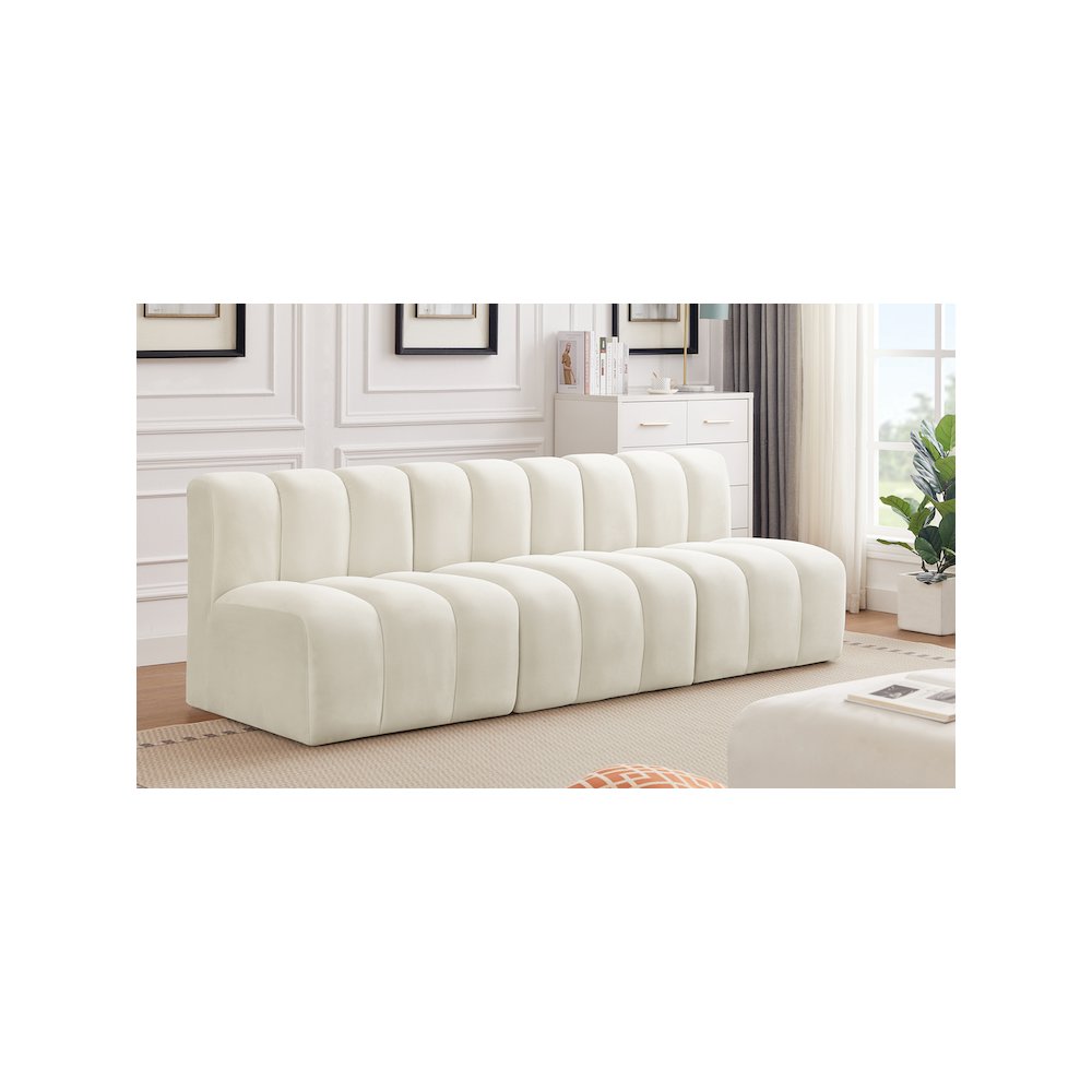 Arc Cream Velvet Modular Sofa. Picture 2