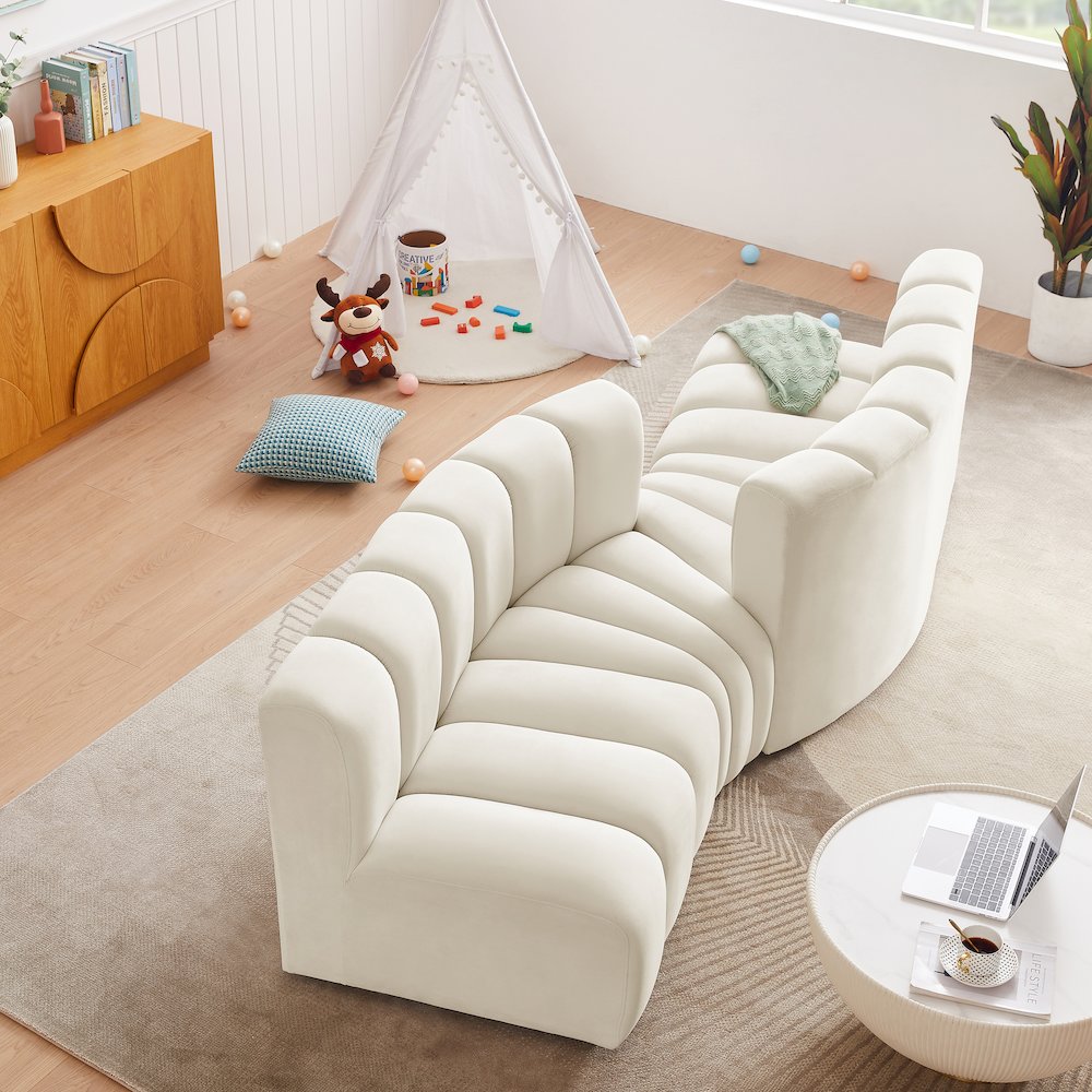 Arc Cream Velvet Modular Sofa. Picture 2