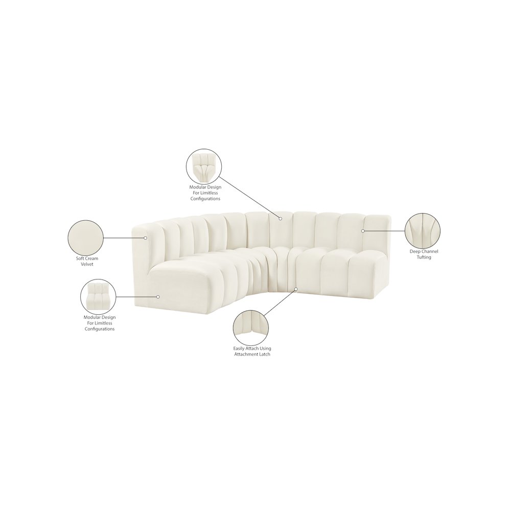 Arc Cream Velvet Modular Sofa. Picture 11